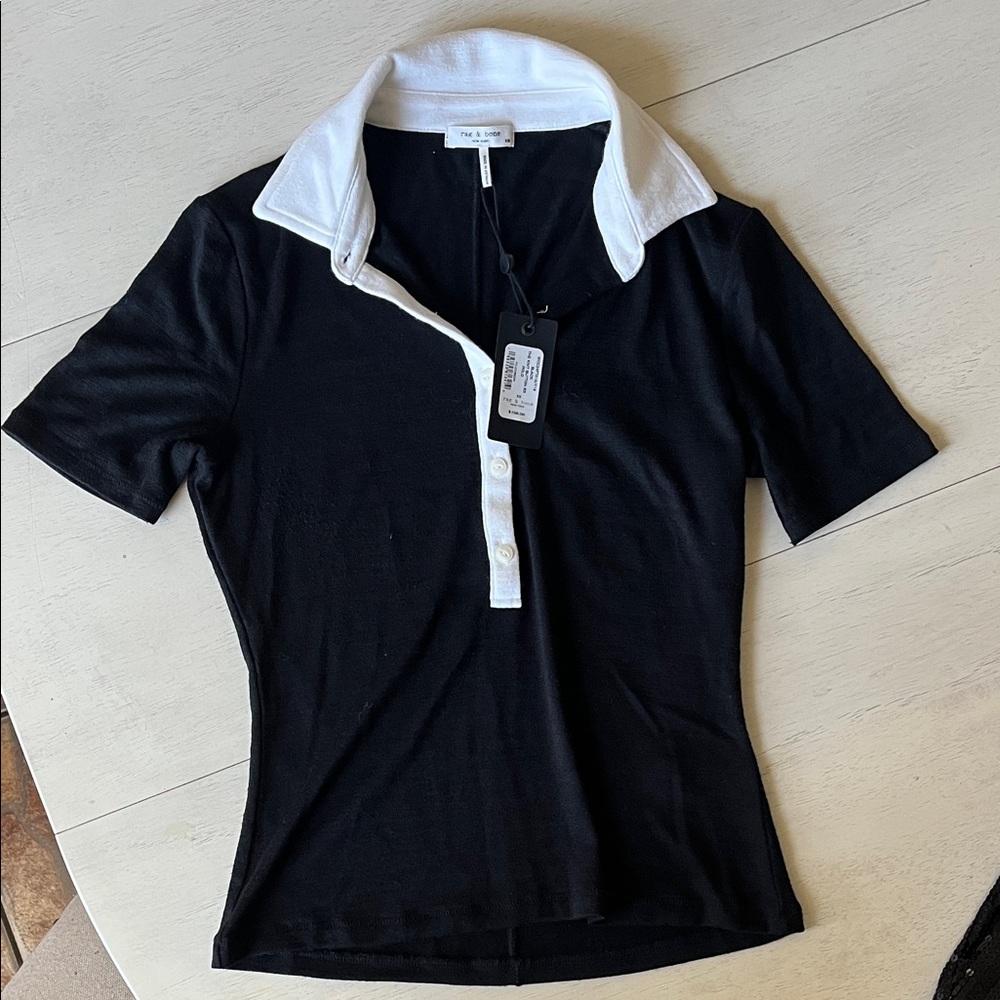 Rag & Bone Black and White Button Down Shirt